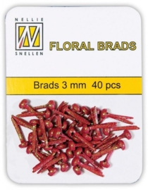 CE890110/1006- 40 stuks glitter brads van 3mm rood Nellie`s Choice