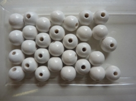 6011 200- 30 stuks houten kralen van 12mm wit