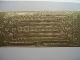 st705- sticker randjes en kleine ornamenten 16mm breed 10x20cm goud