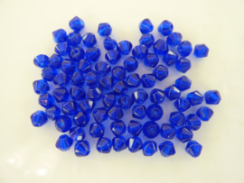 1433- ca. 80 stuks facet geslepen glaskralen bicone 4mm donkerblauw - SUPERLAGE PRIJS!