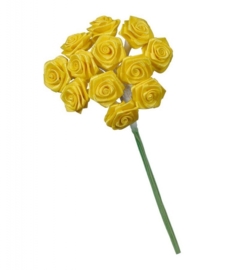 6547 052- 12 stuks roosjes van 10cm lang en 1.5cm breed geel