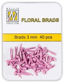 CE890110/1003- 40 stuks glitter brads van 3mm roze Nellie`s Choice