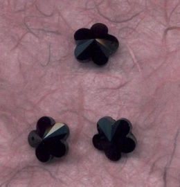 117471/0897- 4 x geslepen glashangers bloem 14mm zwart opak
