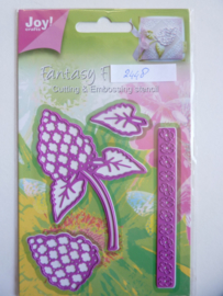 0002448- Joy Crafts stencil Fantasy flowers bloem, blad en rand OPRUIMING