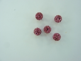 3992.A- 5 stuks A-kwaliteit strass ballen van 8mm roze