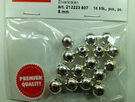 2223 807 - 16 stuks wax parels van 8 mm. - zilver - premium kwaliteit