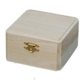 CE811725/0310- houten kist vierkant 10.5x10.5x6cm paulownia
