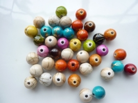 2161- 40 stuks kunststof kralen van 8mm antieklook mix met marmer effect