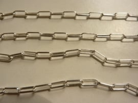 CH.85.2- 2 meter ketting/jasseron met schakels van 9.2x3.6mm zilverkleur