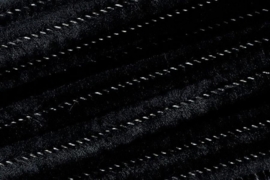 8476 616- 10 stuks chenille draad van 50cm lang en 8mm breed zwart