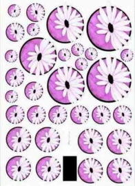 kn/1609- A4 knipvel Marjoleine cirkel roze bloemen -117141/1151