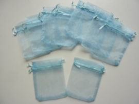 10 x organza zakjes van 7.5x9.5cm babyblauw - SUPERLAGE PRIJS!