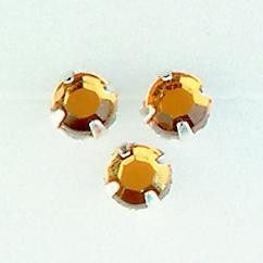 107007/0002- 12 stuks glazen rijg/naai strass steentjes 7mm rond kristal topaz