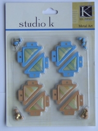 5572- Studio K photocorners roze & blauw + splitpennen
