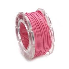 002290/0327- 10 meter waxcord met nylonkern roze / fuchsia 0.6mm dik