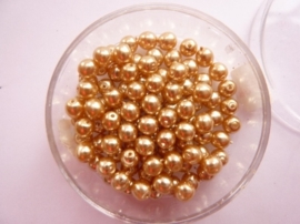 100 x ronde glasparels in een doosje 4mm goud  -  2219 574