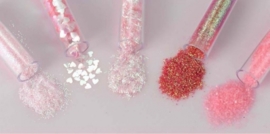 CE801515/8603- 5 buisjes glitter decoratie assortiment blossom