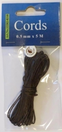 000CE440200/8210- 5 meter waxcord van 0.5mm dik donkerbruin