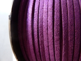 3 meter imitatie suede veter van 3mm breed paars met glitter