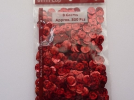 CE420001/1233- 8 gram pailletten 6mm facon glitter rood - ca.800 stuks