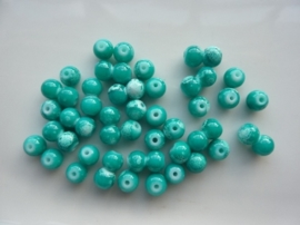 3790- 50 stuks glaskralen van 6mm azuurblauw