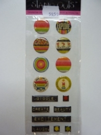 5959- Provocraft stand-outs epoxy stickers zelfklevende buttons 21x8cm OPRUIMING