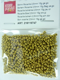 660- 2.5mm glazen rocailles mat goud 15 gram. 18 747