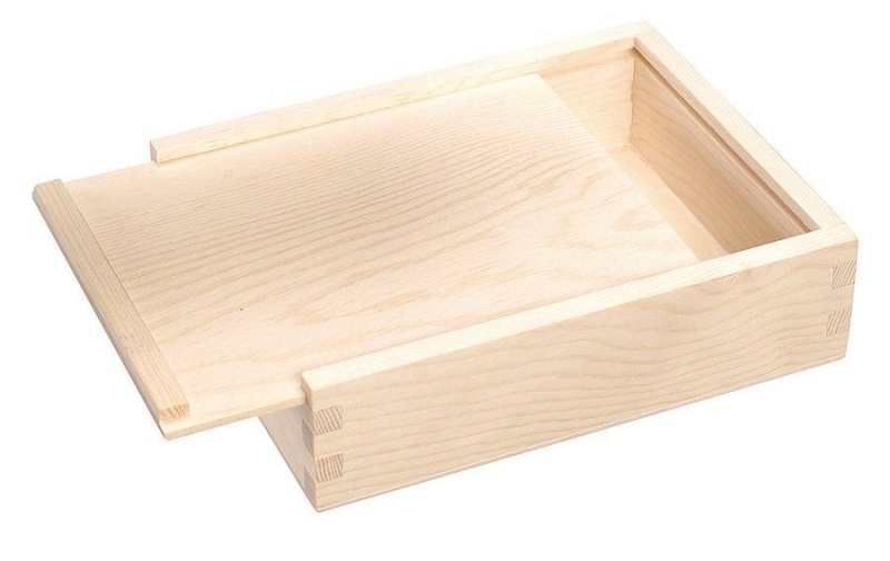 KN8735 705 6 stuks houten kistjes met schuifdeksel 16 x 12.5 x 4,5 cm