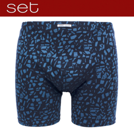 Boxershort microvezel vlakjes print blauw