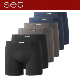 Boxershorts microvezel SET 2 x D.grijs 2 x D.blauw 2 x zwart