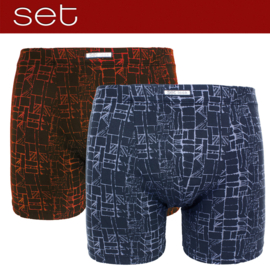 Boxershort microvezel 2-pack  Blauw/Zwart en Oranje/Zwart