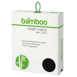 Bamboo T-shirts met V-hals 2-pack zwart