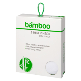 Bamboo T-shirts met V-hals 2-pack wit