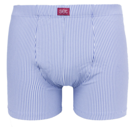 Boxershort stretch katoen Blauw-Grijs streep