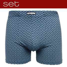 Boxershort microvezel Stars blauw met grijze print