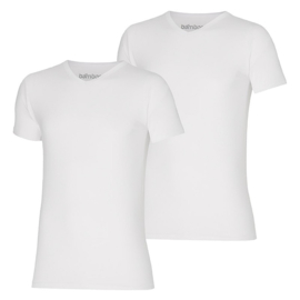 Bamboo T-shirts met V-hals 2-pack wit