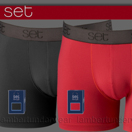 Boxershorts microvezel korte pijpjes 2-pack rood-zwart