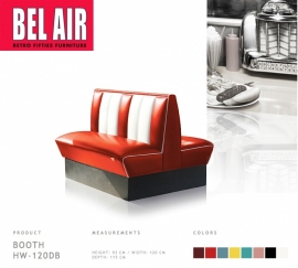 Bel Air HW-120DB - Double retro Diner booth RED