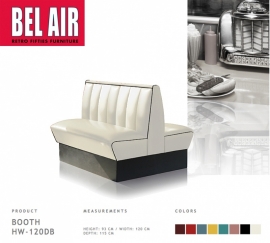 Bel Air HW-120DB - Double retro Diner booth OFF WHITE