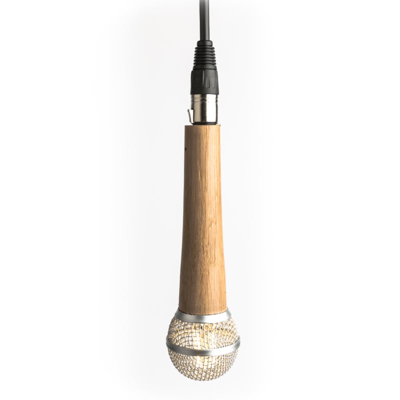 Microphone Hanglamp Shure SM58 Wooden Silver