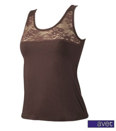 Avet top/hemd (kant) in zwart L of XL of coffee XL