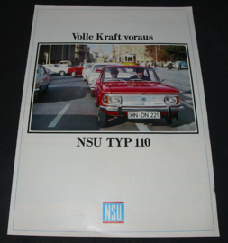 Auto folder Prospekt NSU Typ 110 / Typ110 mit 53 / 60 PS volle Kraft voraus 60er Jahre