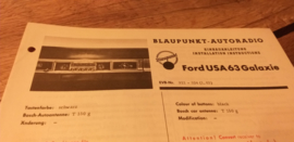 Einbauanleitung Ford Galaxie 1963 USA Blaupunkt autoradio