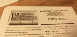 Einbauanleitung Ford 17 M / 20 M 1968 - 1970 Blaupunkt autoradio