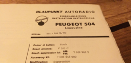 Einbauanleitung Peugeot 504  1970 Limousine Blaupunkt autoradio