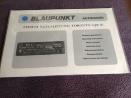 Toronto SQR 46 Blaupunkt RADIO CASSETTE INSTRUCTION MANUAL 1986