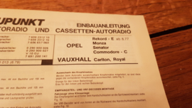 Blaupunkt radio Einbausatz Oldtimer Opel Rekord E Commodore Monza 7 608 2312 70