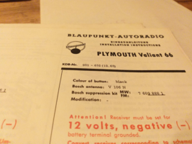 Einbauanleitung Plymouth 1965  Valiant Blaupunkt autoradio