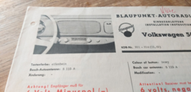 Einbauanleitung VW 1200 Käfer Blaupunkt autoradio 1954 - 1957