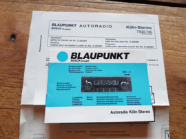 Köln stereo Blaupunkt  Manual anleitung gebruiksaanwijzing autoradio.